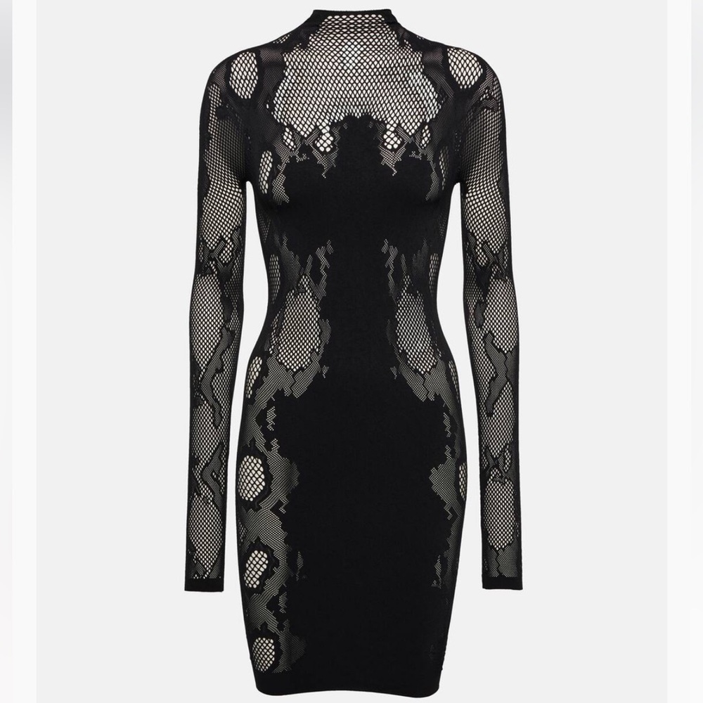 DION LEE
Mockneck lace minidress